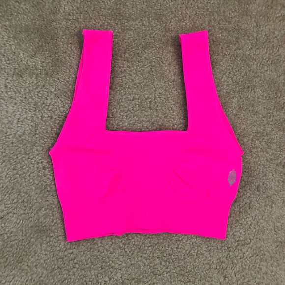 Free People Good Karma Square Neck Sports Bra In Hot Pink. NWOT! Sz XS/S & M/L - Picture 5 of 9